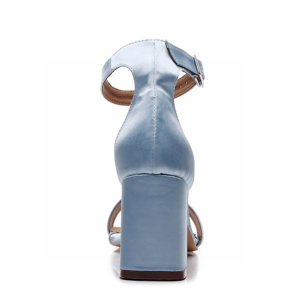 Zoe Block - Light Blue Satin - Street Sole